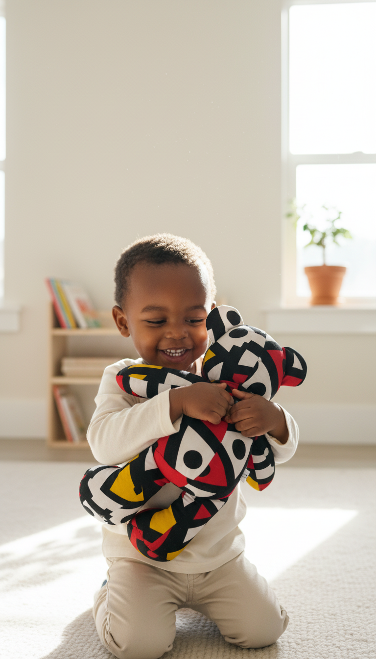 Peluche Urso Capulana / Ours en wax – un compagnon coloré et plein de tendresse